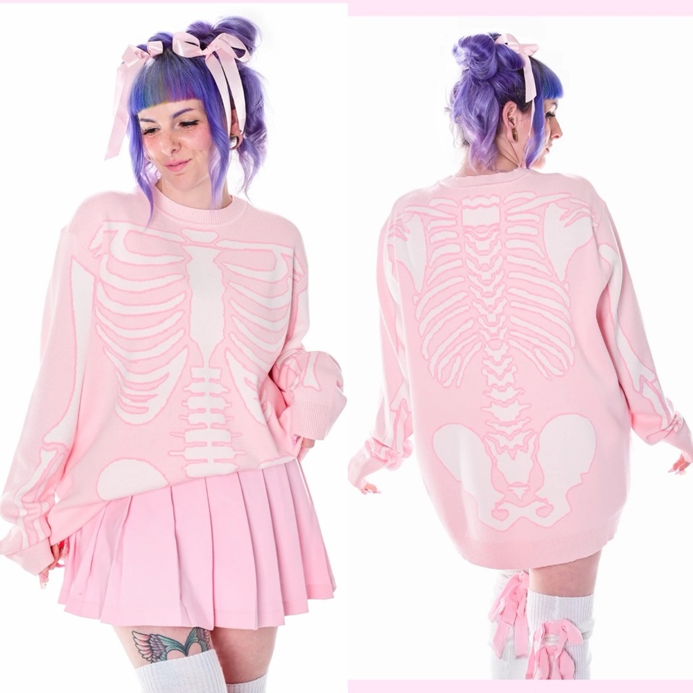 XL/2X My Violet Spooky Sweet Skeleton Sweater Dress